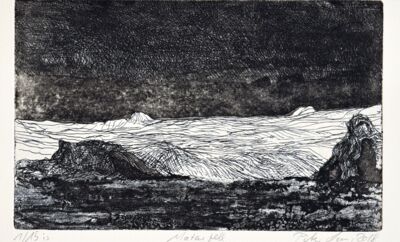 Peter Lang, Matarfell, 2018 Island, Aquatinta, Roulette, Strichätzung, 9/15. © artist