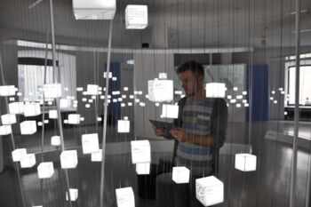 Installationsansicht »MOVING TYPES. Lettern in Bewegung«, Galerie im Prediger 2012. © Museum und Galerie im Prediger
