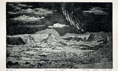 Peter Lang, Glítrandi Ský, 2019 Island, Aquatinta, Aussprengtechnik, 9/15.© artist
