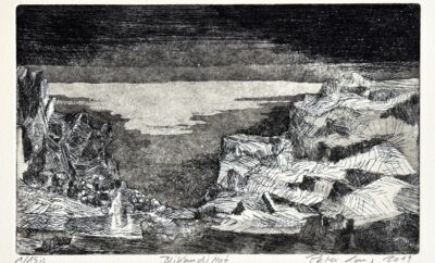 Peter Lang, Blikandi Haf, 2019 Island, Aquatinta, Strichätzung, 8/15. © artist